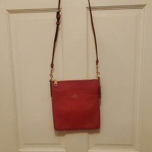 Coach Red  Leather Crossbody Bag.8.75w 9in H.